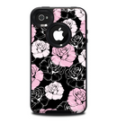 The Pink and Black Rose Pattern V3 Skin for the iPhone 4-4s OtterBox Commuter Case