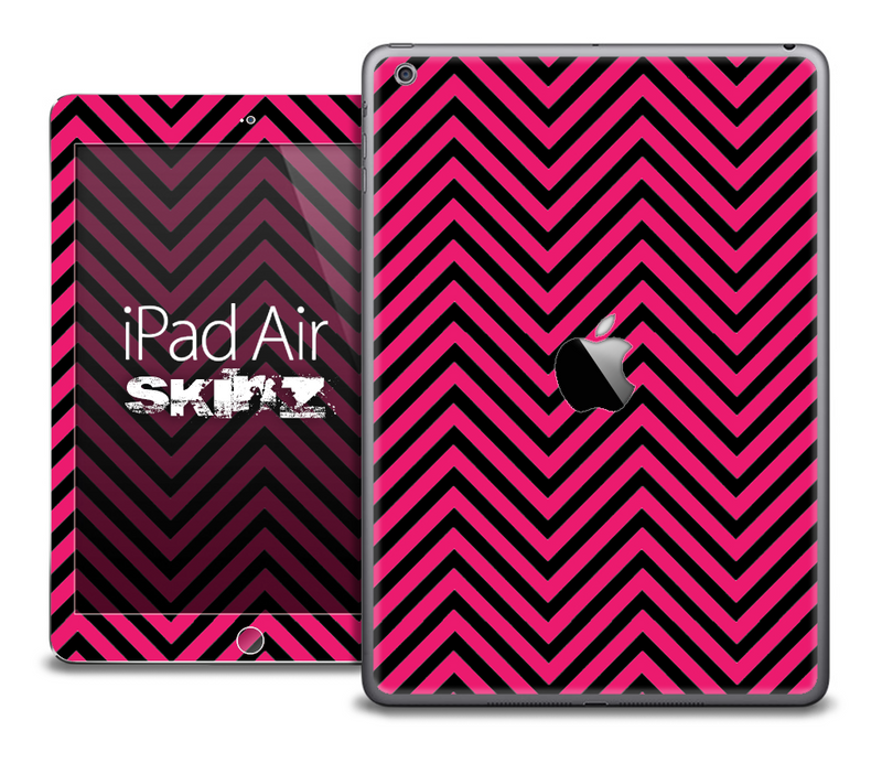 The Pink and Black Sharp Chevron Pattern Skin for the iPad Air