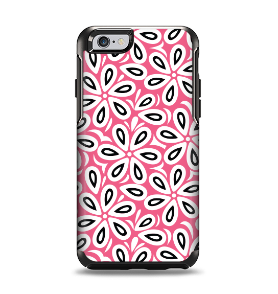 The Pink and Black Vector Floral Pattern Apple iPhone 6 Otterbox Symmetry Case Skin Set