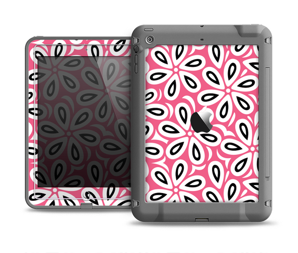 The Pink and Black Vector Floral Pattern Apple iPad Air LifeProof Fre Case Skin Set