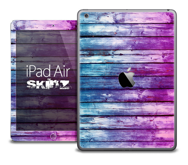 The Pink and Blue Dyed Wood Skin for the iPad Air