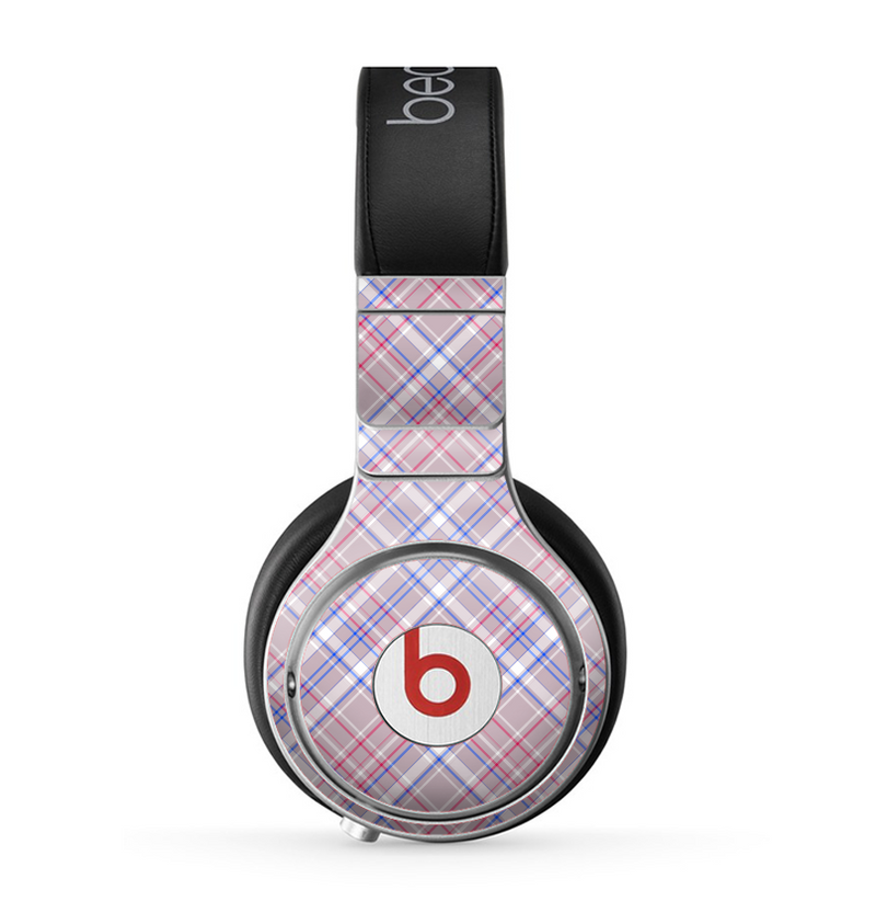 The Pink and Blue Layered Plaid Pattern V4 Skin for the Beats by Dre Pro Headphones