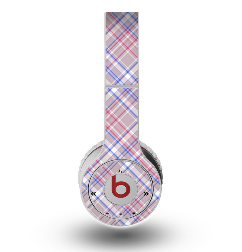 The Pink and Blue Layered Plaid Pattern V4 Skin for the Original Beats by Dre Wireless Headphones