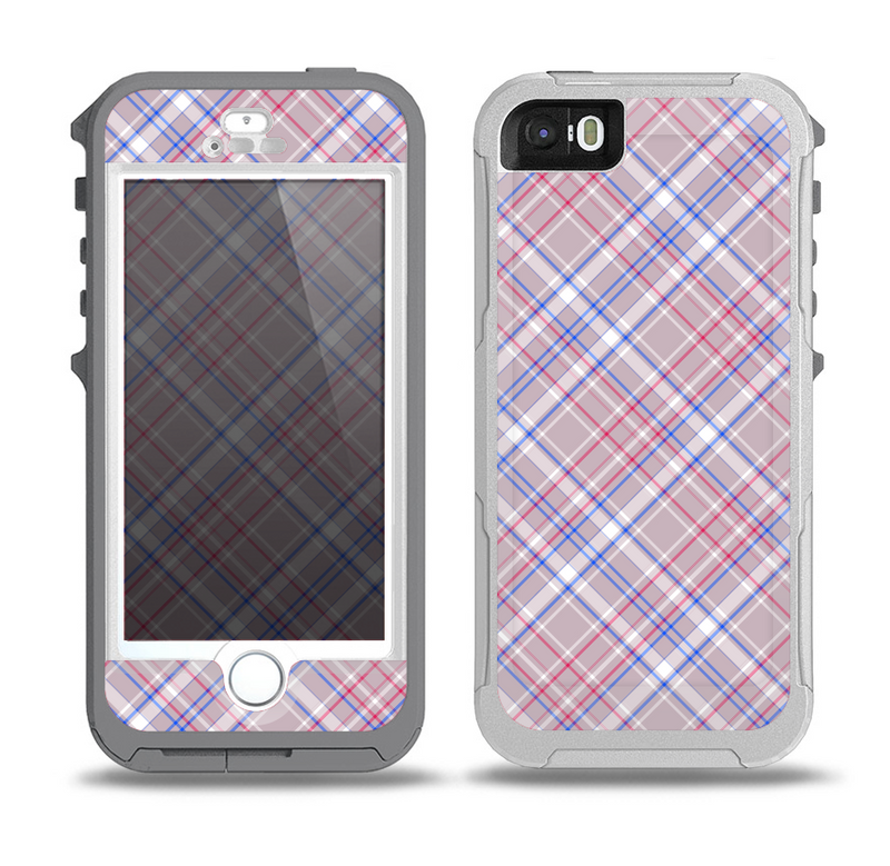 The Pink and Blue Layered Plaid Pattern V4 Skin for the iPhone 5-5s OtterBox Preserver WaterProof Case