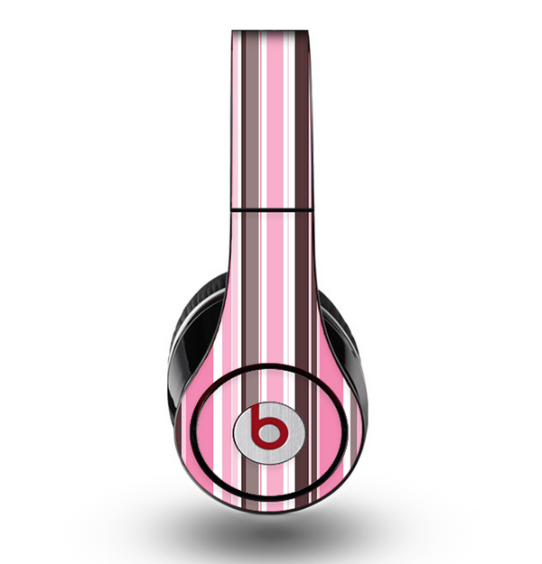The Pink and Brown Fashion Stripes Skin for the Original Beats by Dre Studio Headphones