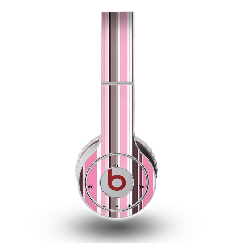 The Pink and Brown Fashion Stripes Skin for the Original Beats by Dre Wireless Headphones