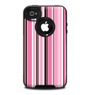 The Pink and Brown Fashion Stripes Skin for the iPhone 4-4s OtterBox Commuter Case