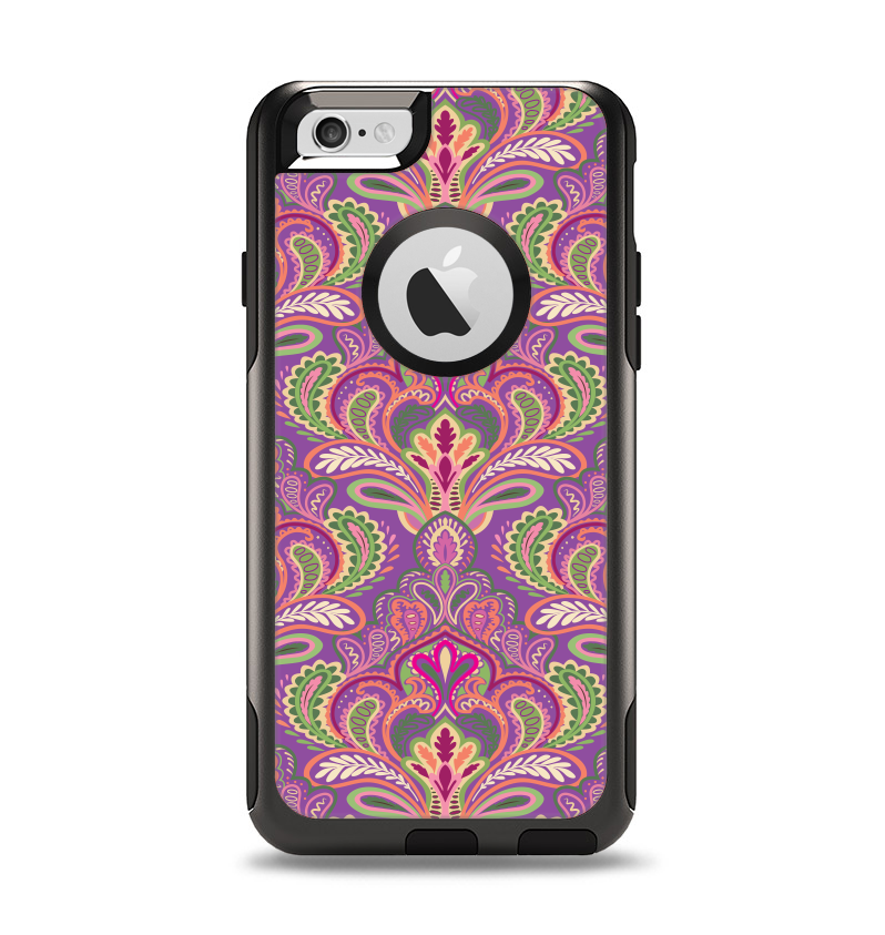 The Pink and Green Paisley Seamless Pattern Apple iPhone 6 Otterbox Commuter Case Skin Set