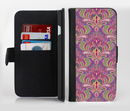 The Pink and Green Paisley Seamless Pattern Ink-Fuzed Leather Folding Wallet Credit-Card Case for the Apple iPhone 6/6s, 6/6s Plus, 5/5s and 5c