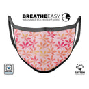 The Pink and Orange Watercolor Clovers - Made in USA Mouth Cover Unisex Anti-Dust Cotton Blend Reusable & Washable Face Mask with Adjustable Sizing for Adult or Child