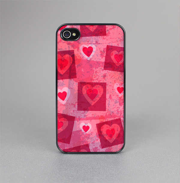 The Pink and Red Hearts in Blocks Skin-Sert for the Apple iPhone 4-4s Skin-Sert Case