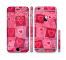 The Pink and Red Hearts in Blocks Sectioned Skin Series for the Apple iPhone 6s Plus