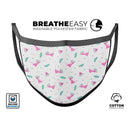 The Pink and Teal Watermenlon Cocktail - Made in USA Mouth Cover Unisex Anti-Dust Cotton Blend Reusable & Washable Face Mask with Adjustable Sizing for Adult or Child