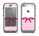 The Pink and White Plaid with Lace and Ribbon Apple iPhone 5c LifeProof Nuud Case Skin Set