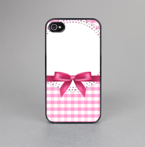 The Pink and White Plaid with Lace and Ribbon Skin-Sert for the Apple iPhone 4-4s Skin-Sert Case