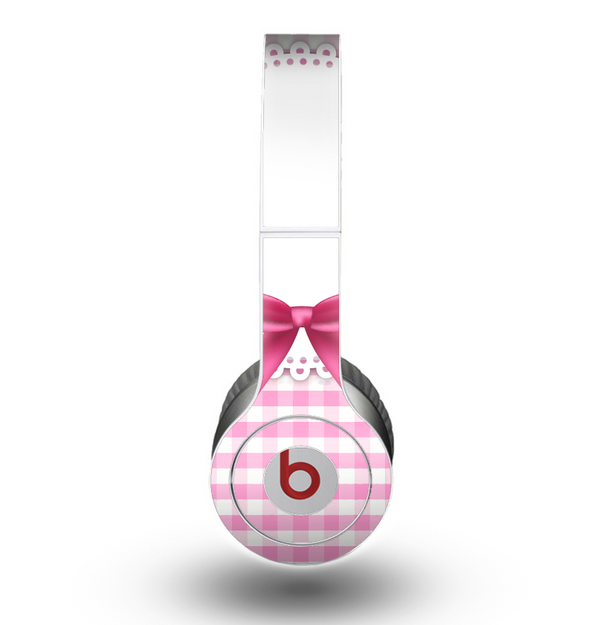 The Pink and White Plaid with Lace and Ribbon Skin for the Beats by Dre Original Solo-Solo HD Headphones
