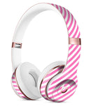 The Pink and White Slanted Stripes Full-Body Skin Kit for the Beats by Dre Solo 3 Wireless Headphones