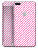 The Pink and White Slanted Stripes - Skin-kit for the iPhone 8 or 8 Plus