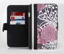 The Pink and White Solid Flowers Ink-Fuzed Leather Folding Wallet Credit-Card Case for the Apple iPhone 6/6s, 6/6s Plus, 5/5s and 5c
