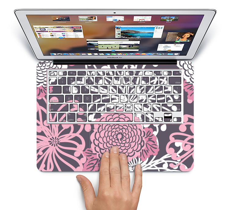The Pink and White Solid Flowers Skin Set for the Apple MacBook Pro 15" with Retina Display