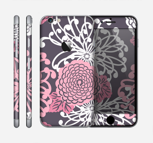 The Pink and White Solid Flowers Skin for the Apple iPhone 6