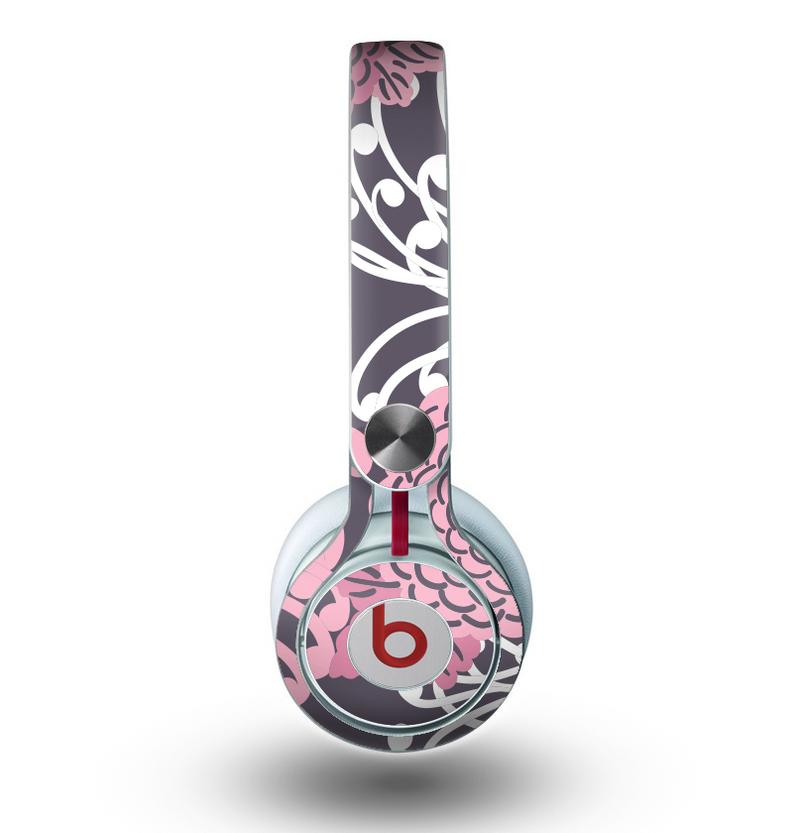 The Pink and White Solid Flowers Skin for the Beats by Dre Mixr Headphones