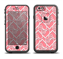 The Pink and White Swirly Heart Design Apple iPhone 6/6s LifeProof Fre Case Skin Set