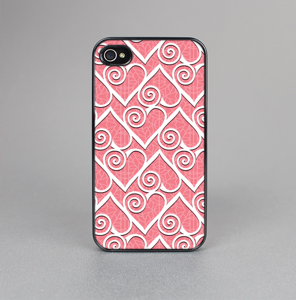 The Pink and White Swirly Heart Design Skin-Sert for the Apple iPhone 4-4s Skin-Sert Case