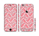 The Pink and White Swirly Heart Design Sectioned Skin Series for the Apple iPhone 6s Plus