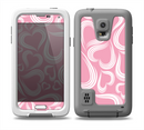 The Pink and White Vector Swirly Heart Pattern Skin for the Samsung Galaxy S5 frē LifeProof Case
