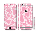 The Pink and White Vector Swirly Heart Pattern Sectioned Skin Series for the Apple iPhone 6s Plus