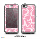 The Pink and White Vector Swirly Heart Pattern Skin for the iPhone 5c nüüd LifeProof Case
