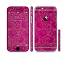 The Pink and Yellow Floral Vine Pattern Sectioned Skin Series for the Apple iPhone 6s Plus