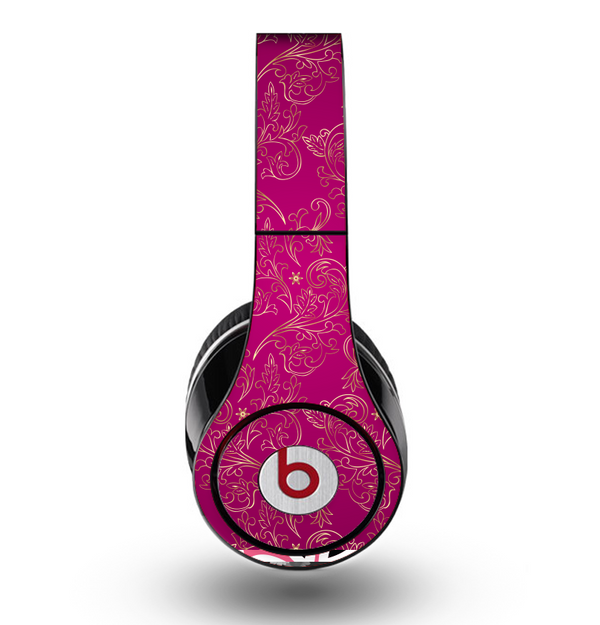 The Pink and Yellow Floral Vine Pattern Skin for the Original Beats by Dre Studio Headphones