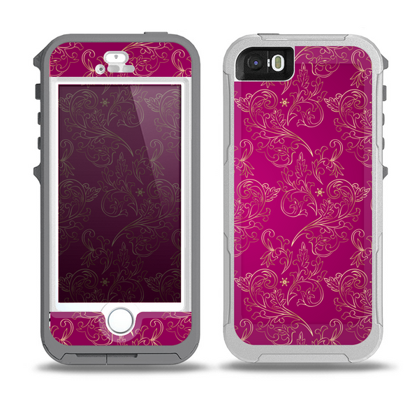The Pink and Yellow Floral Vine Pattern Skin for the iPhone 5-5s OtterBox Preserver WaterProof Case
