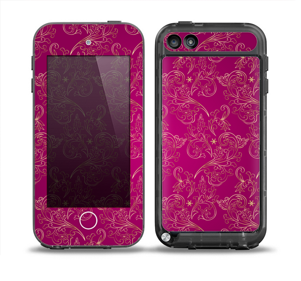 The Pink and Yellow Floral Vine Pattern Skin for the iPod Touch 5th Generation frē LifeProof Case