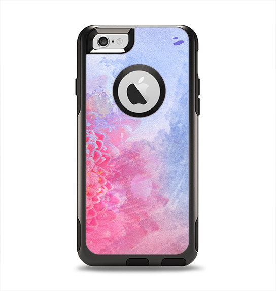 The Pink to Blue Faded Color Floral Apple iPhone 6 Otterbox Commuter Case Skin Set