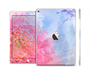 The Pink to Blue Faded Color Floral Skin Set for the Apple iPad Pro