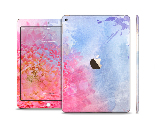 The Pink to Blue Faded Color Floral Skin Set for the Apple iPad Pro