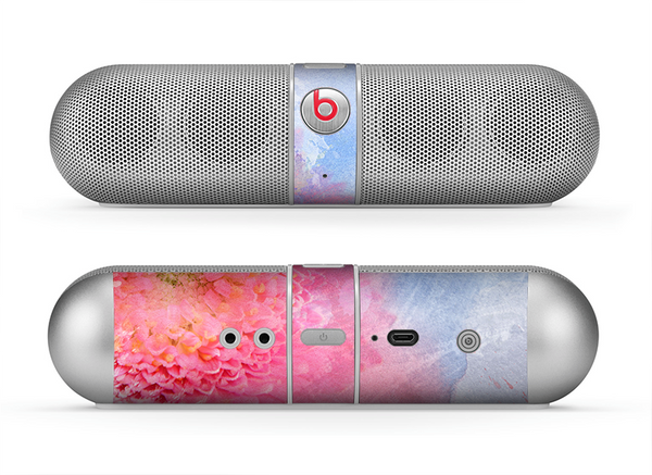 The Pink to Blue Faded Color Floral Skin for the Beats by Dre Pill Bluetooth Speaker