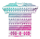 The Pink to Green Gradient Hipster Pattern ink-Fuzed Unisex All Over Full-Printed Fitted Tee Shirt