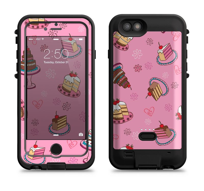 The Pink with Yummy Cakes Apple iPhone 6/6s LifeProof Fre POWER Case Skin Set