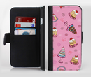 The Pink with Yummy Cakes Ink-Fuzed Leather Folding Wallet Credit-Card Case for the Apple iPhone 6/6s, 6/6s Plus, 5/5s and 5c