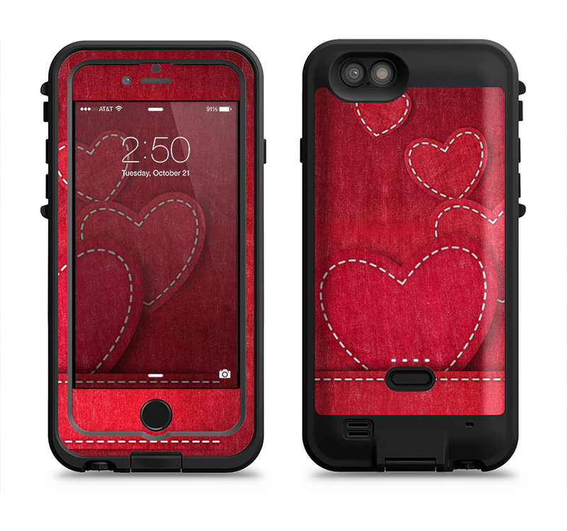 The Pocket with Red Scratched Hearts Apple iPhone 6/6s LifeProof Fre POWER Case Skin Set