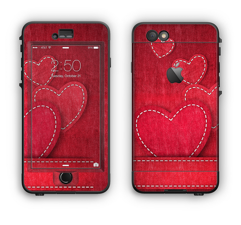 The Pocket with Red Scratched Hearts Apple iPhone 6 LifeProof Nuud Case Skin Set