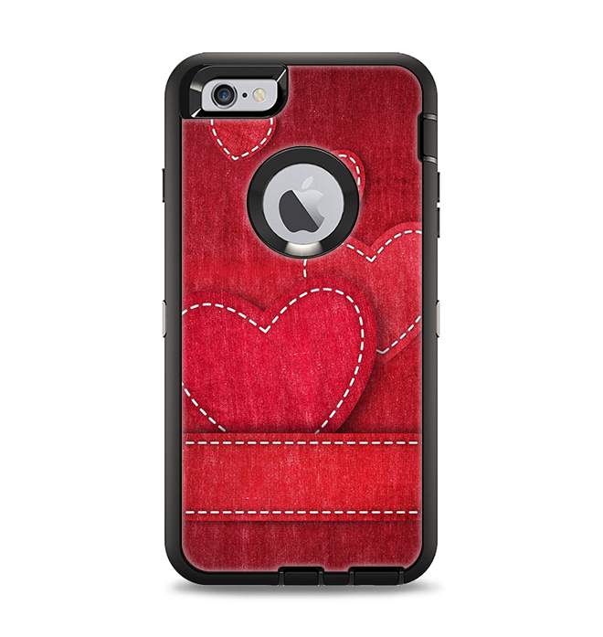 The Pocket with Red Scratched Hearts Apple iPhone 6 Plus Otterbox Defender Case Skin Set