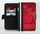 The Pocket with Red Scratched Hearts Ink-Fuzed Leather Folding Wallet Credit-Card Case for the Apple iPhone 6/6s, 6/6s Plus, 5/5s and 5c