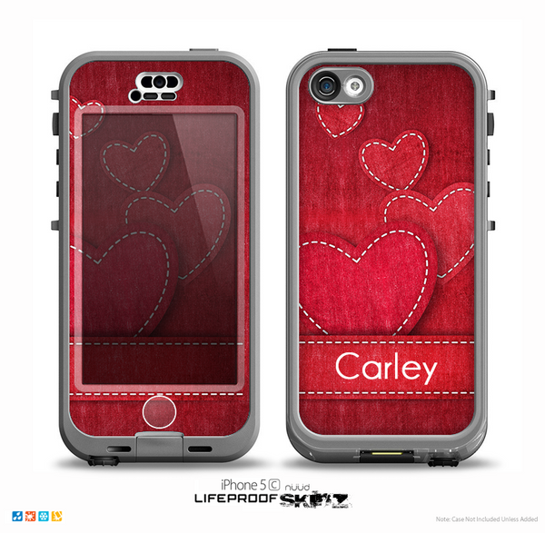 The Pocket with Red Scratched Hearts Name Script Skin for the iPhone 5c nüüd LifeProof Case