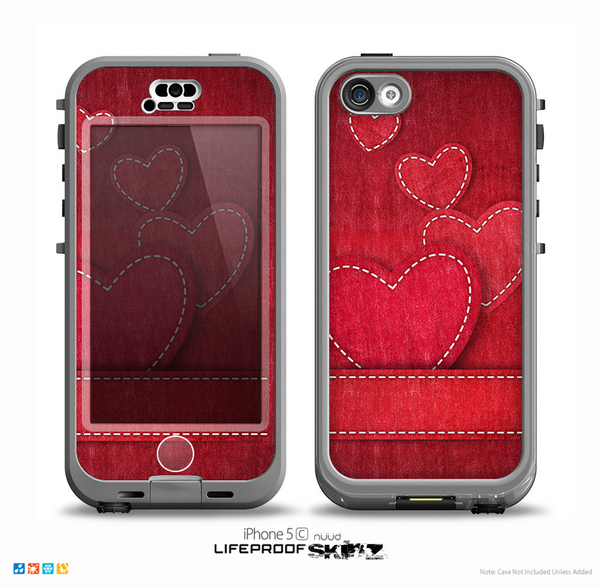 The Pocket with Red Scratched Hearts Skin for the iPhone 5c nüüd LifeProof Case