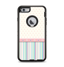 The Polka Dots with Green and Purple Stripes Apple iPhone 6 Plus Otterbox Defender Case Skin Set